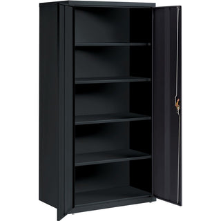 Lorell Fortress Series Storage Cabinet - 36" x 24" x 72" - 5 x Shelf(ves) - Hinged Door(s) - Sturdy, Recessed Locking Handle, Removable Lock, Durable, Storage Space - Black - Powder Coated - Steel - Recycled
