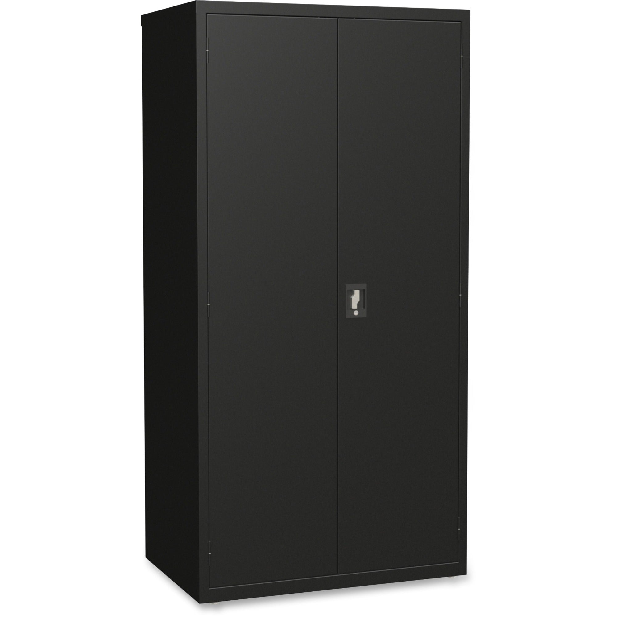 lorell-fortress-series-storage-cabinet-36-x-24-x-72-5-x-shelfves-hinged-doors-sturdy-recessed-locking-handle-removable-lock-durable-storage-space-black-powder-coated-steel-recycled_llr34410 - 1