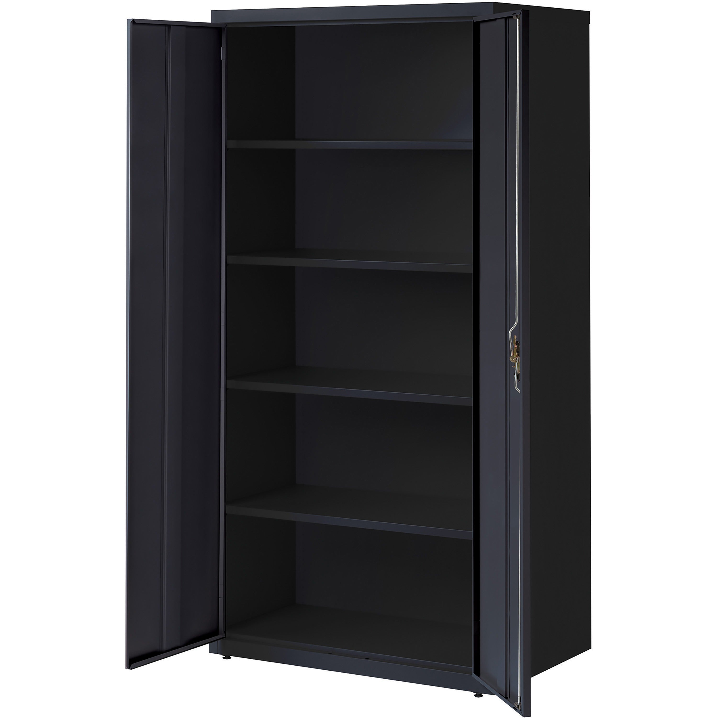 lorell-fortress-series-storage-cabinet-36-x-24-x-72-5-x-shelfves-hinged-doors-sturdy-recessed-locking-handle-removable-lock-durable-storage-space-black-powder-coated-steel-recycled_llr34410 - 3