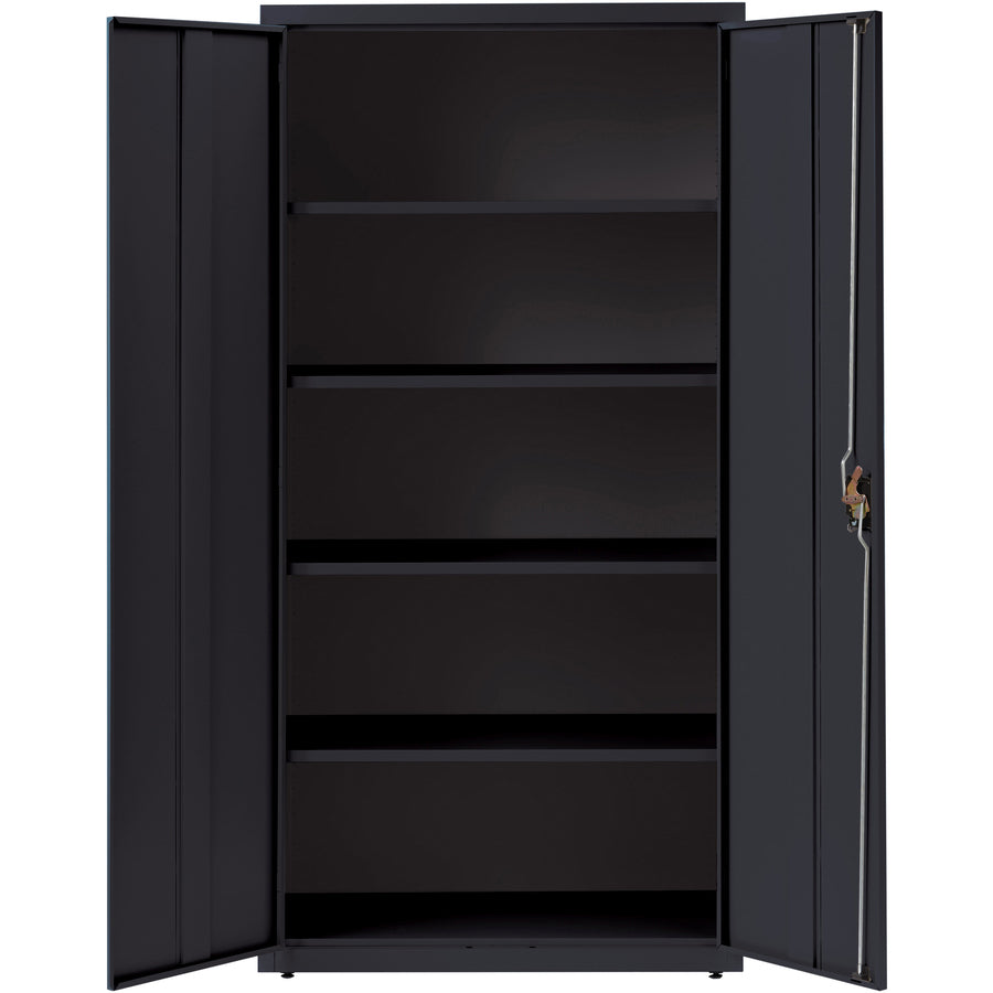 Lorell Fortress Series Storage Cabinet - 36" x 24" x 72" - 5 x Shelf(ves) - Hinged Door(s) - Sturdy, Recessed Locking Handle, Removable Lock, Durable, Storage Space - Black - Powder Coated - Steel - Recycled