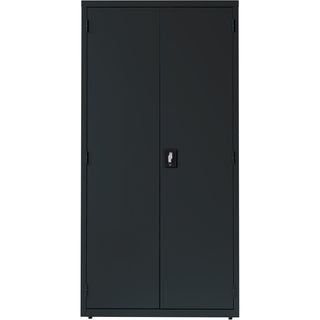 lorell-fortress-series-storage-cabinet-36-x-24-x-72-5-x-shelfves-hinged-doors-sturdy-recessed-locking-handle-removable-lock-durable-storage-space-black-powder-coated-steel-recycled_llr34410 - 2
