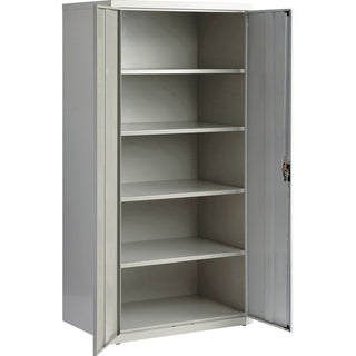 Lorell Fortress Series Storage Cabinet - 24" x 36" x 72" - 5 x Shelf(ves) - Hinged Door(s) - Sturdy, Recessed Locking Handle, Removable Lock, Durable, Storage Space - Light Gray - Powder Coated - Steel - Recycled