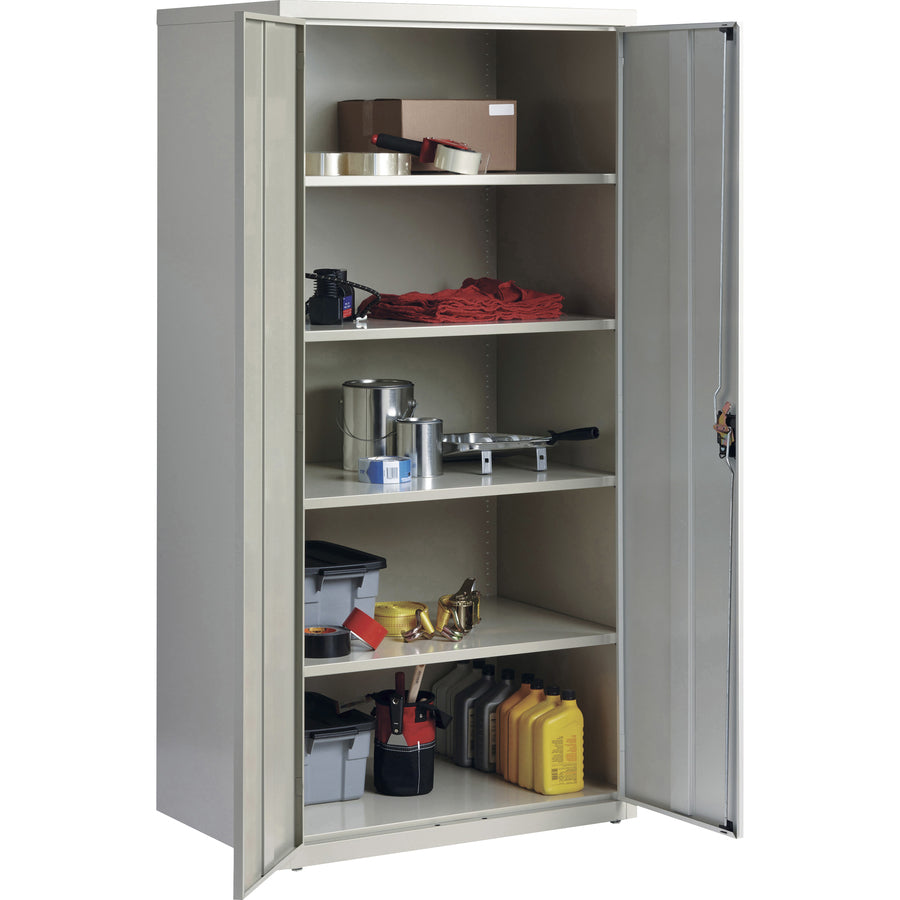 lorell-fortress-series-storage-cabinet-24-x-36-x-72-5-x-shelfves-hinged-doors-sturdy-recessed-locking-handle-removable-lock-durable-storage-space-light-gray-powder-coated-steel-recycled_llr34411 - 6