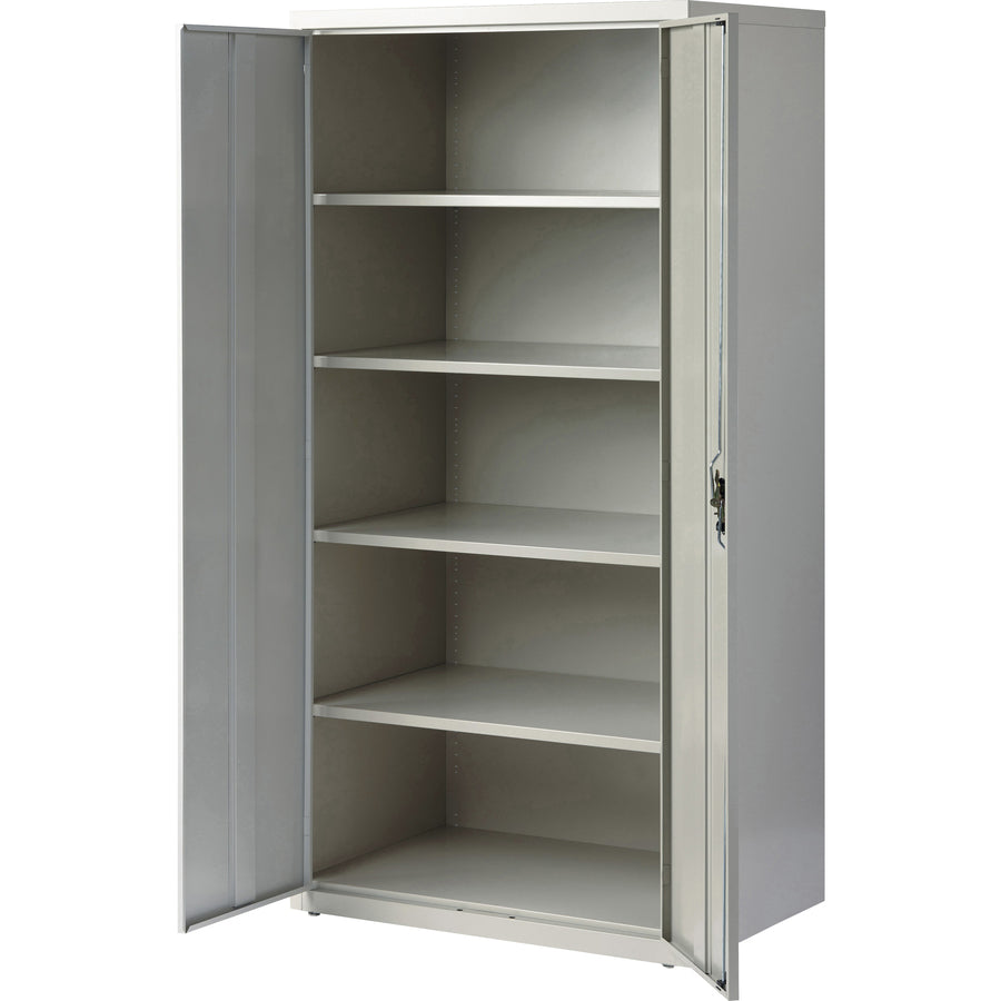 lorell-fortress-series-storage-cabinet-24-x-36-x-72-5-x-shelfves-hinged-doors-sturdy-recessed-locking-handle-removable-lock-durable-storage-space-light-gray-powder-coated-steel-recycled_llr34411 - 7