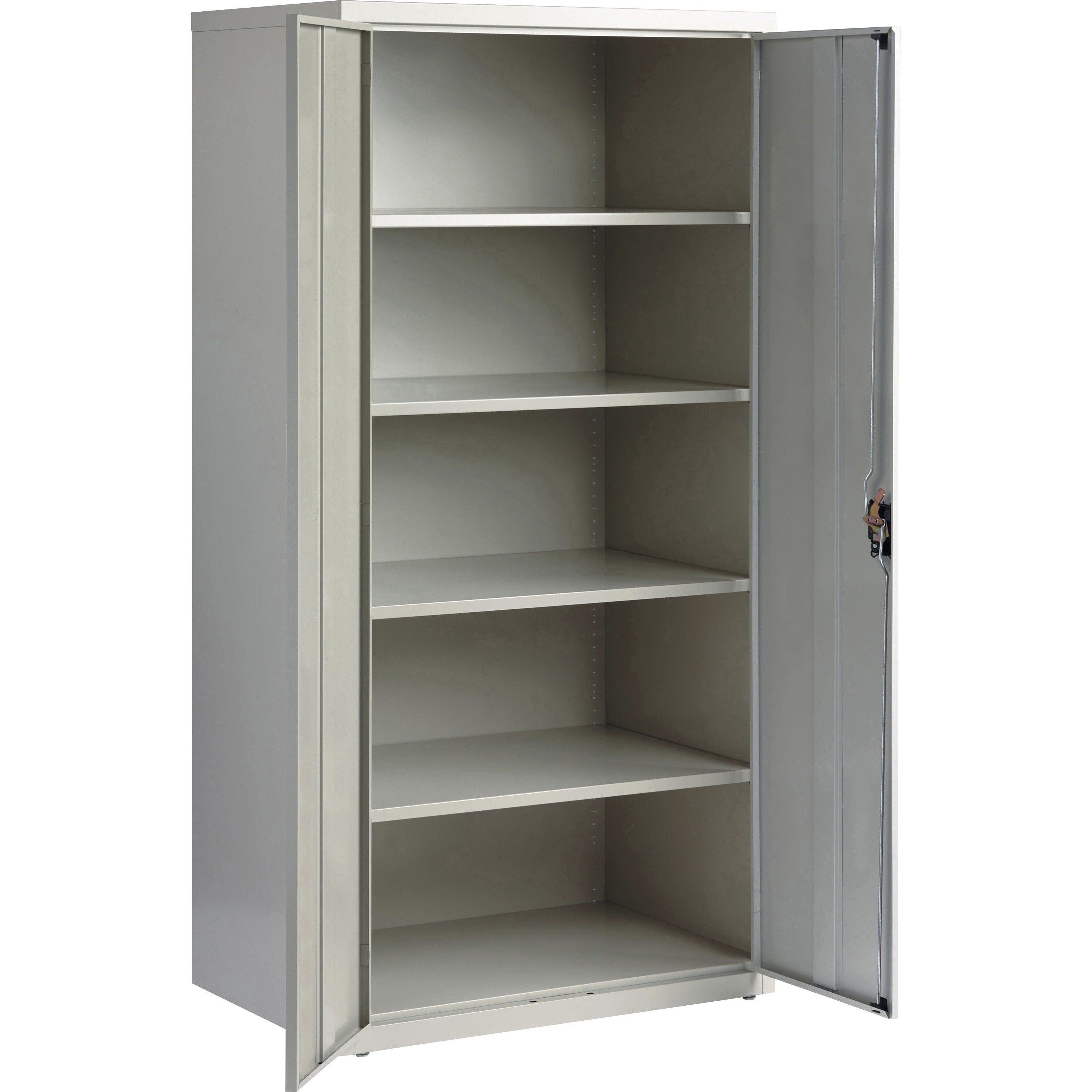 lorell-fortress-series-storage-cabinet-24-x-36-x-72-5-x-shelfves-hinged-doors-sturdy-recessed-locking-handle-removable-lock-durable-storage-space-light-gray-powder-coated-steel-recycled_llr34411 - 4