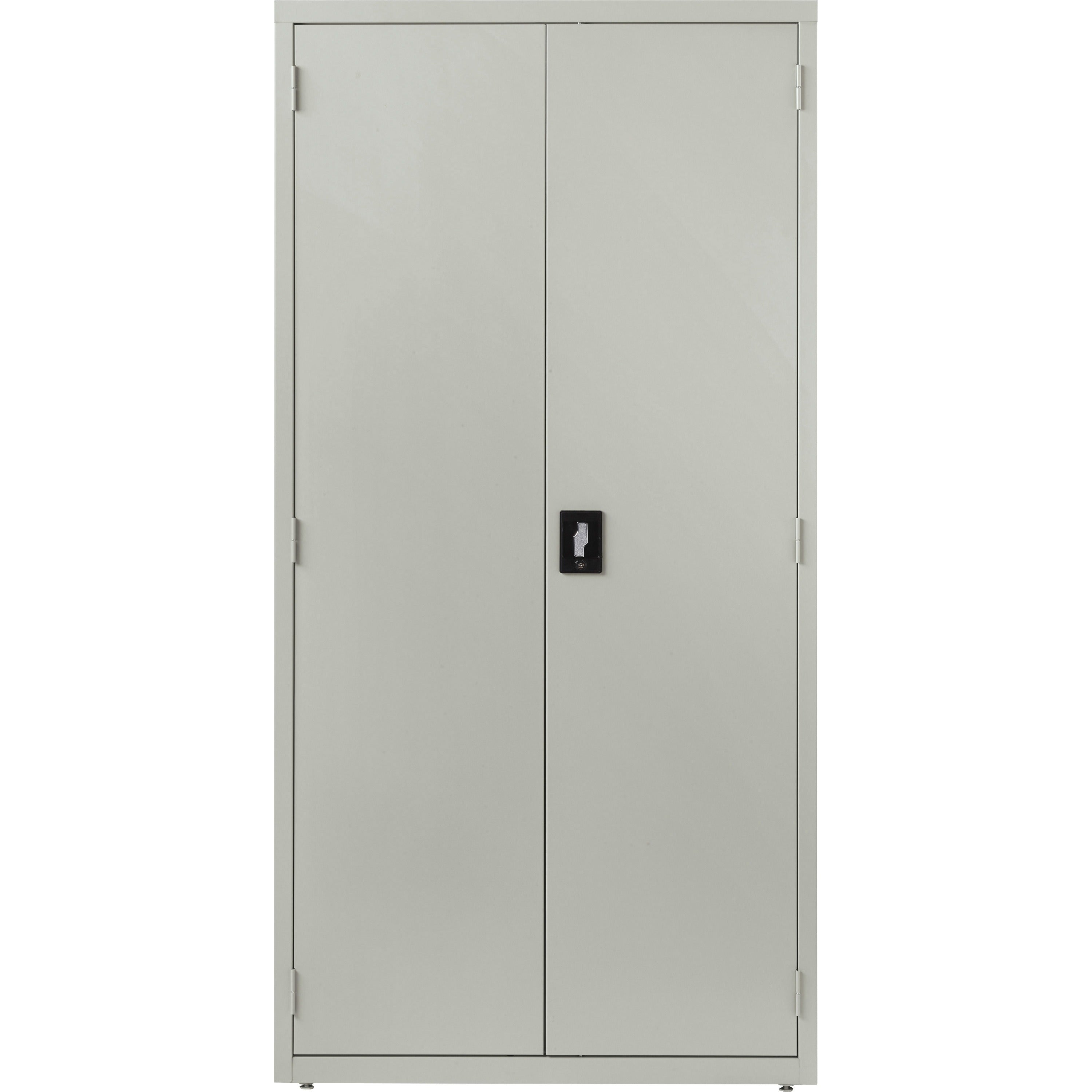 lorell-fortress-series-storage-cabinet-24-x-36-x-72-5-x-shelfves-hinged-doors-sturdy-recessed-locking-handle-removable-lock-durable-storage-space-light-gray-powder-coated-steel-recycled_llr34411 - 2