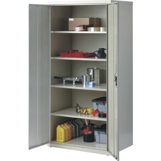 Lorell Fortress Series Storage Cabinet - 24" x 36" x 72" - 5 x Shelf(ves) - Hinged Door(s) - Sturdy, Recessed Locking Handle, Removable Lock, Durable, Storage Space - Light Gray - Powder Coated - Steel - Recycled