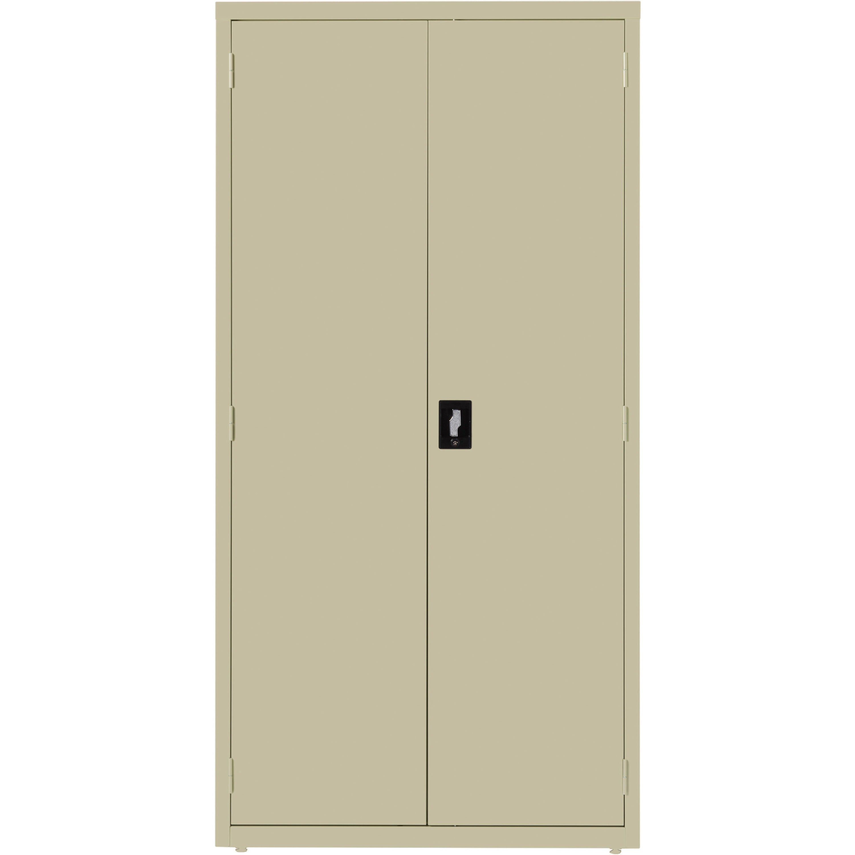 lorell-fortress-series-storage-cabinet-24-x-36-x-72-5-x-shelfves-hinged-doors-sturdy-recessed-locking-handle-removable-lock-durable-storage-space-putty-powder-coated-steel-recycled_llr34412 - 2