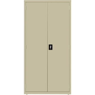 lorell-fortress-series-storage-cabinet-24-x-36-x-72-5-x-shelfves-hinged-doors-sturdy-recessed-locking-handle-removable-lock-durable-storage-space-putty-powder-coated-steel-recycled_llr34412 - 2