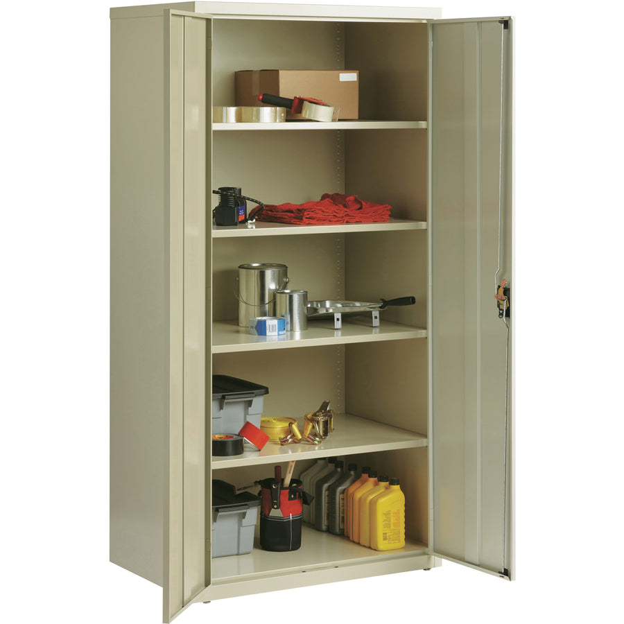 lorell-fortress-series-storage-cabinet-24-x-36-x-72-5-x-shelfves-hinged-doors-sturdy-recessed-locking-handle-removable-lock-durable-storage-space-putty-powder-coated-steel-recycled_llr34412 - 6