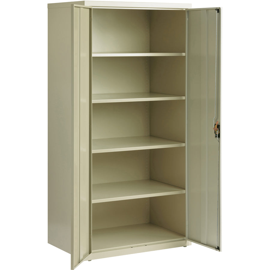 lorell-fortress-series-storage-cabinet-24-x-36-x-72-5-x-shelfves-hinged-doors-sturdy-recessed-locking-handle-removable-lock-durable-storage-space-putty-powder-coated-steel-recycled_llr34412 - 4