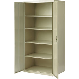 Lorell Fortress Series Storage Cabinet - 24" x 36" x 72" - 5 x Shelf(ves) - Hinged Door(s) - Sturdy, Recessed Locking Handle, Removable Lock, Durable, Storage Space - Putty - Powder Coated - Steel - Recycled