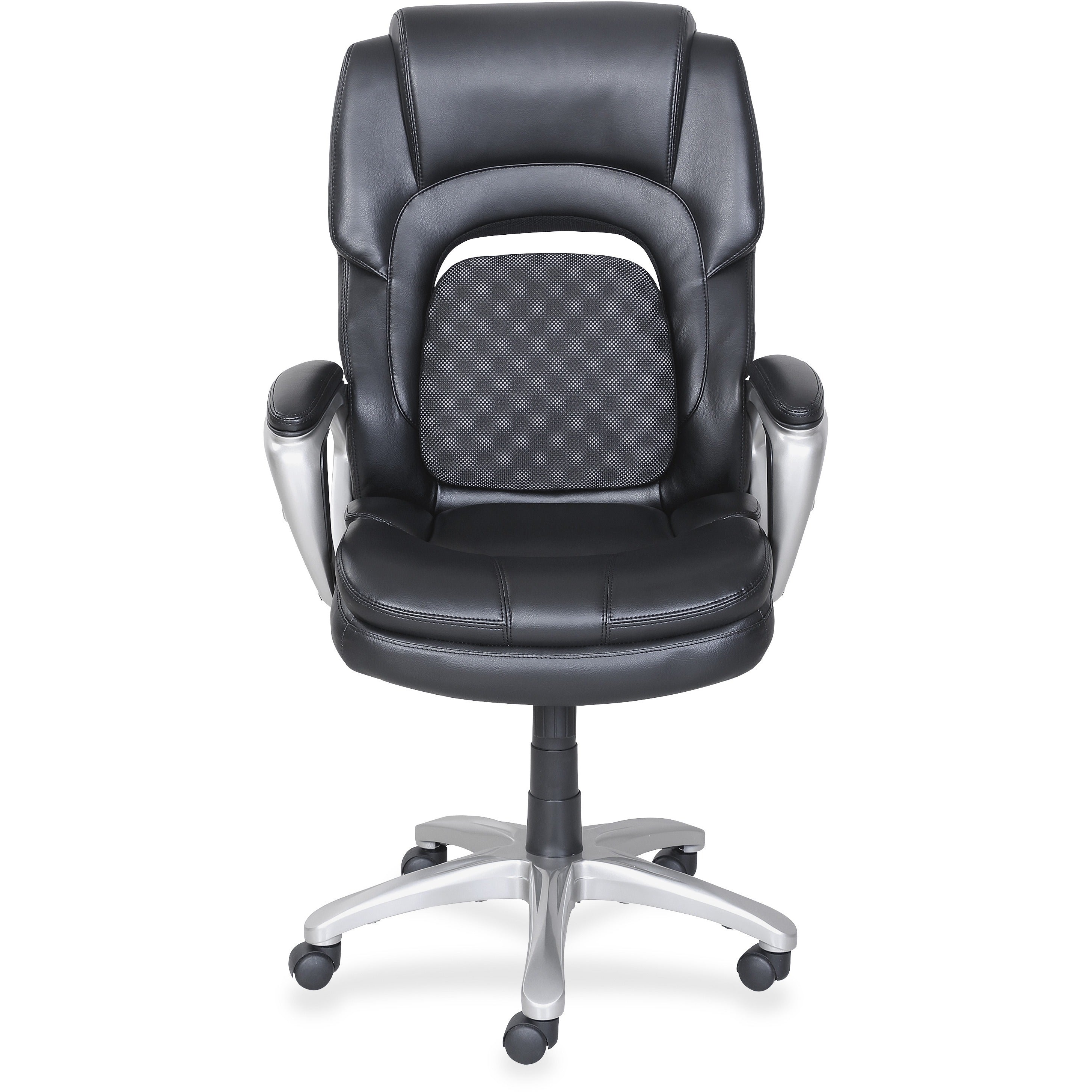 lorell-wellness-by-design-accucel-executive-office-chair-black-bonded-leather-seat-black-ethylene-vinyl-acetate-eva-bonded-leather-back-high-back-5-star-base-1-each_llr47422 - 2