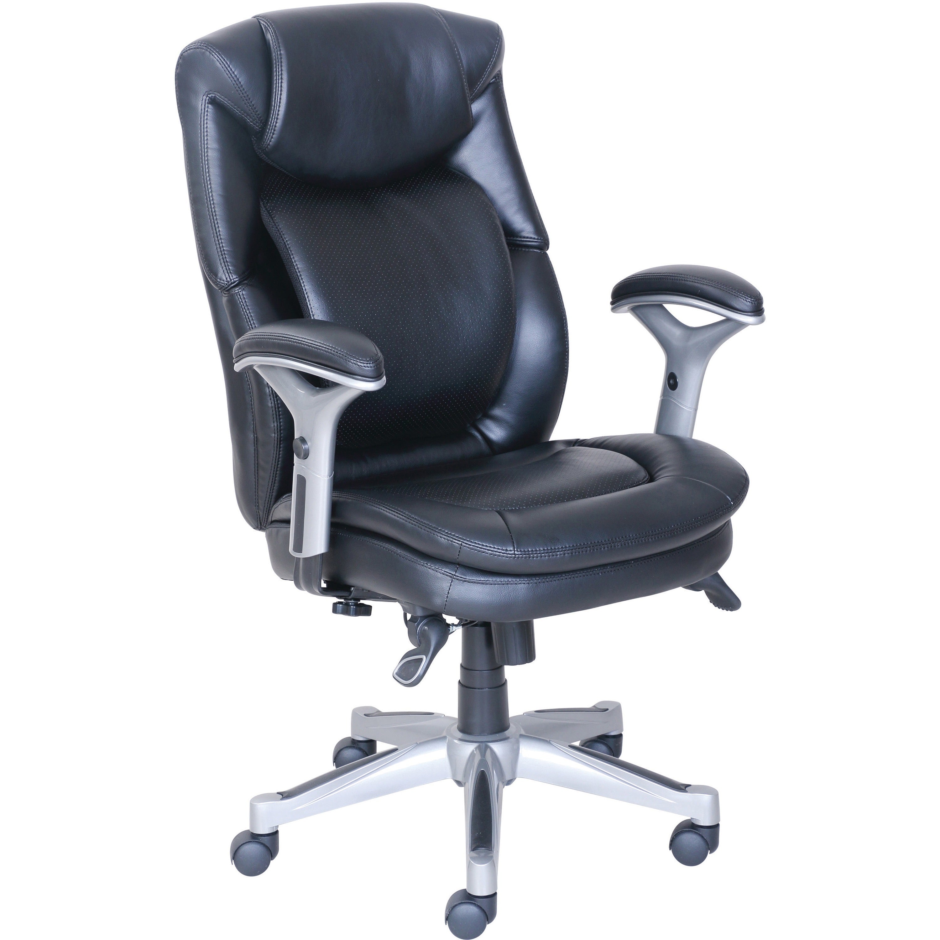 lorell-wellness-by-design-executive-office-chair-black-bonded-leather-seat-black-bonded-leather-back-high-back-5-star-base-armrest-1-each_llr47920 - 1