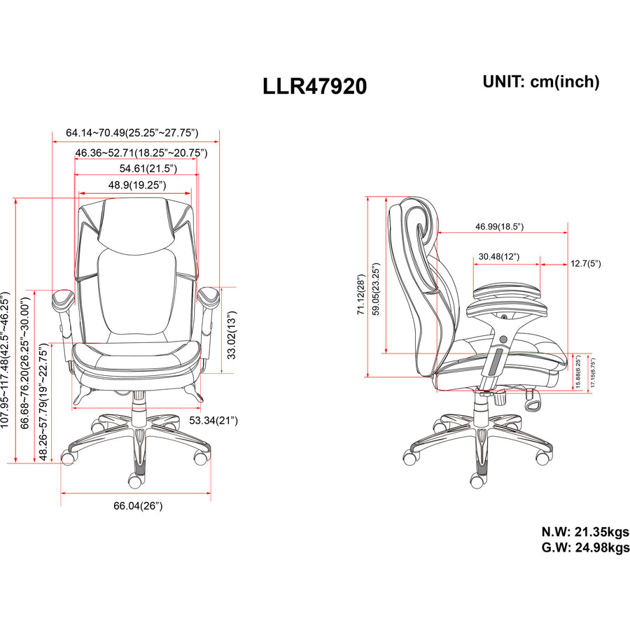 lorell-wellness-by-design-executive-office-chair-black-bonded-leather-seat-black-bonded-leather-back-high-back-5-star-base-armrest-1-each_llr47920 - 3