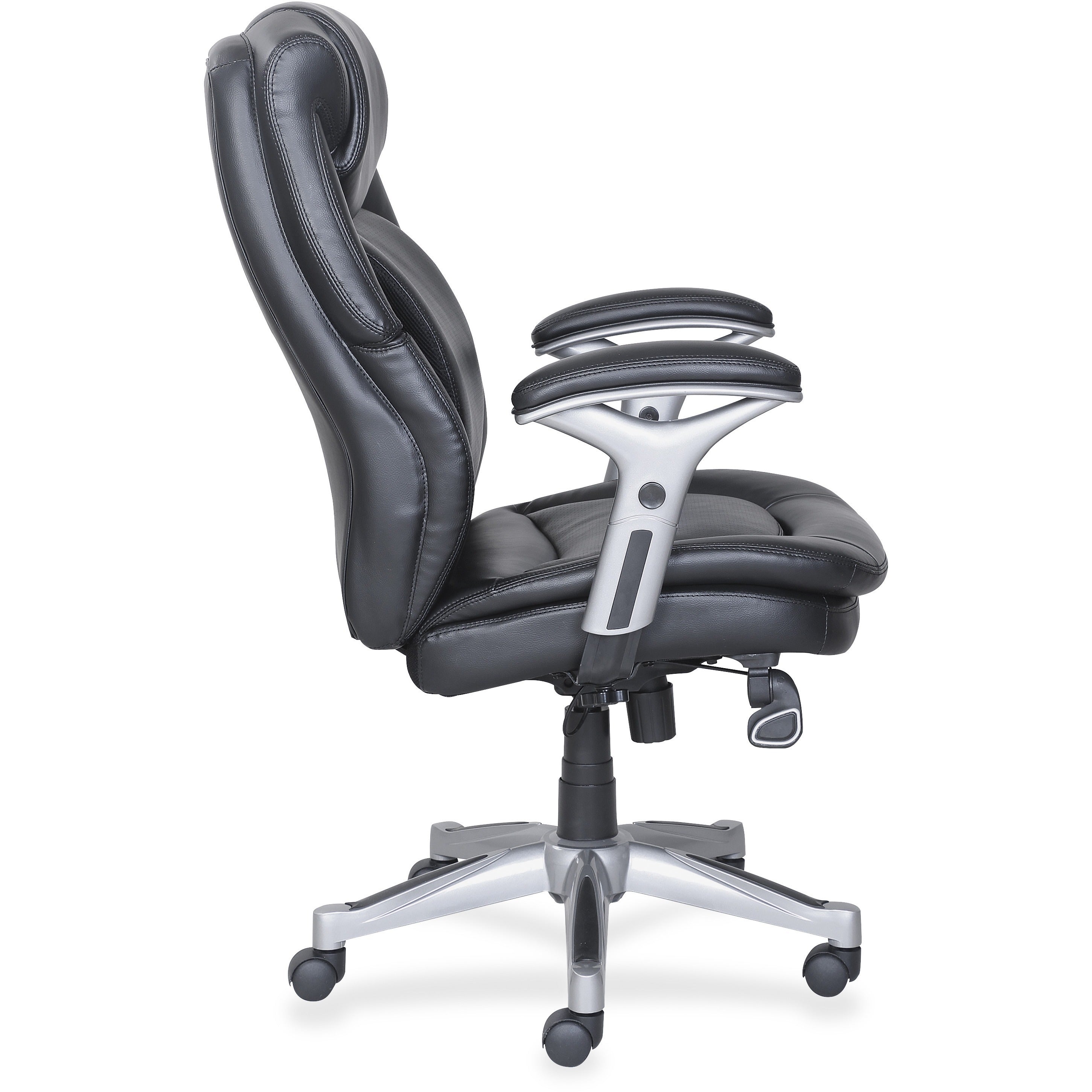 lorell-wellness-by-design-executive-office-chair-black-bonded-leather-seat-black-bonded-leather-back-high-back-5-star-base-armrest-1-each_llr47920 - 2