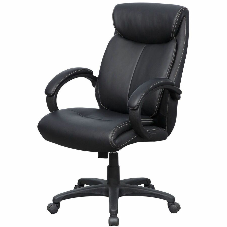 Lorell Executive High-Back Office Chair - Black Bonded Leather Seat - Black Bonded Leather Back - High Back - 1 Each