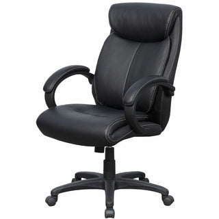 Lorell Executive High-Back Office Chair - Black Bonded Leather Seat - Black Bonded Leather Back - High Back - 1 Each