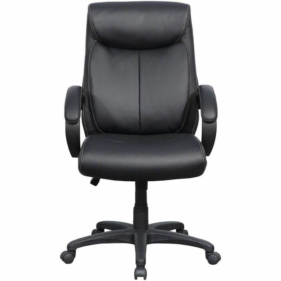 Lorell Executive High-Back Office Chair - Black Bonded Leather Seat - Black Bonded Leather Back - High Back - 1 Each