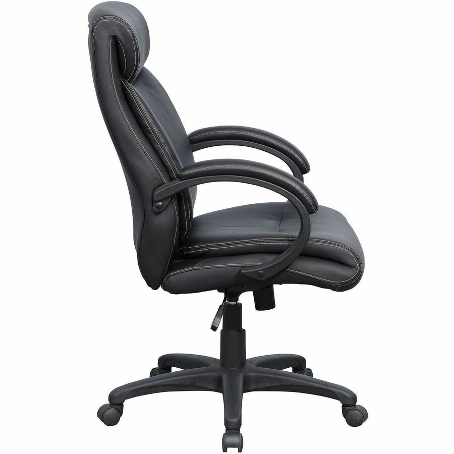 Lorell Executive High-Back Office Chair - Black Bonded Leather Seat - Black Bonded Leather Back - High Back - 1 Each