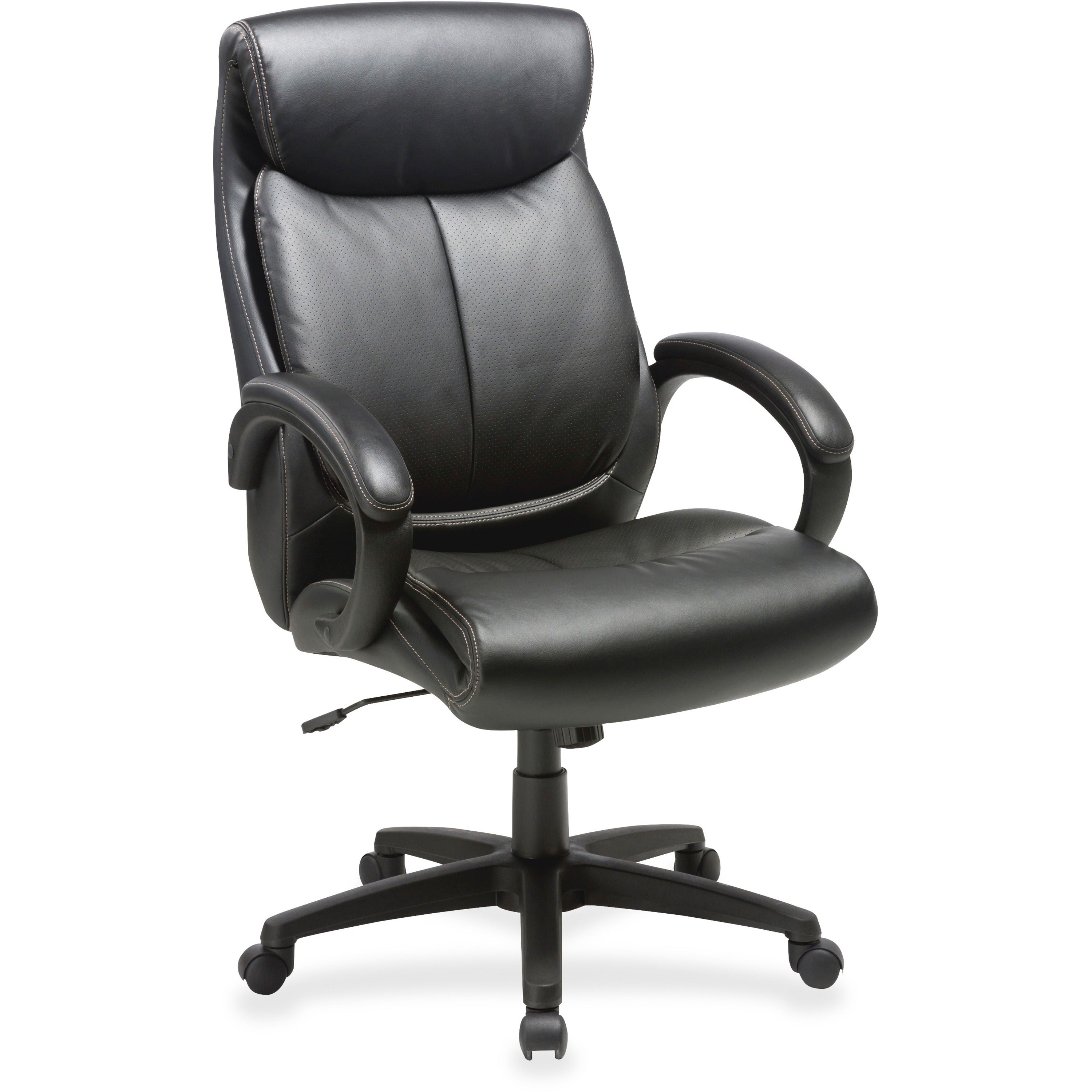 lorell-executive-high-back-office-chair-black-bonded-leather-seat-black-bonded-leather-back-high-back-1-each_llr59497 - 1