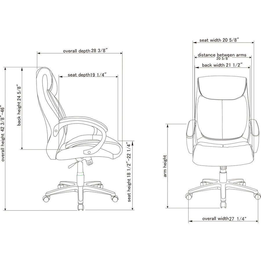 lorell-executive-high-back-office-chair-black-bonded-leather-seat-black-bonded-leather-back-high-back-1-each_llr59497 - 2