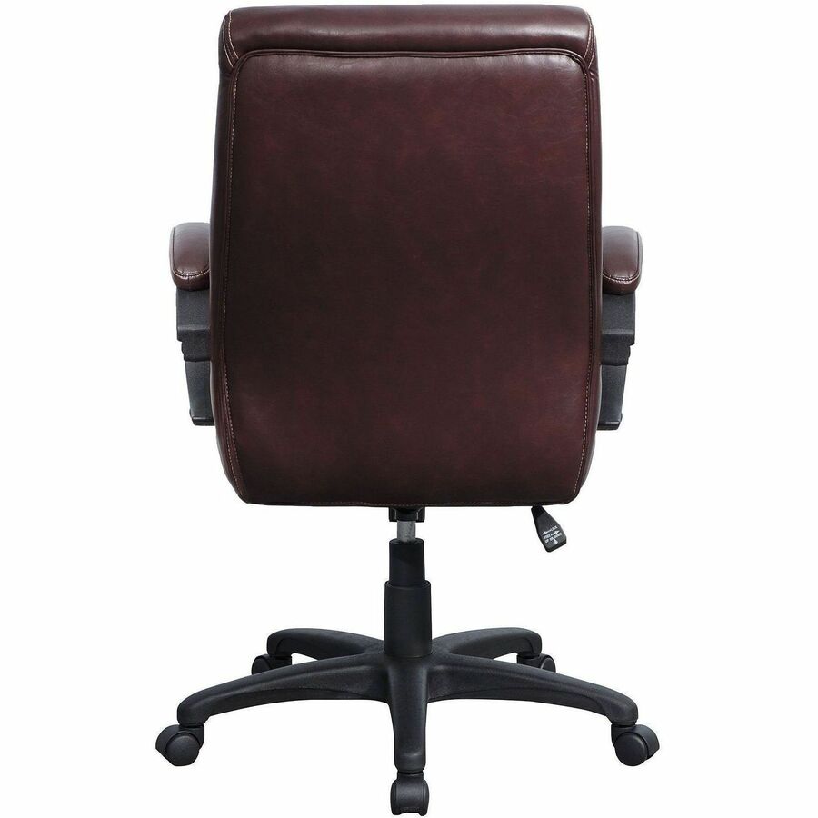 Lorell Executive High-Back Office Chair - Brown Bonded Leather Seat - Brown Bonded Leather Back - High Back - 1 Each