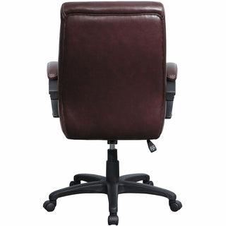 Lorell Executive High-Back Office Chair - Brown Bonded Leather Seat - Brown Bonded Leather Back - High Back - 1 Each