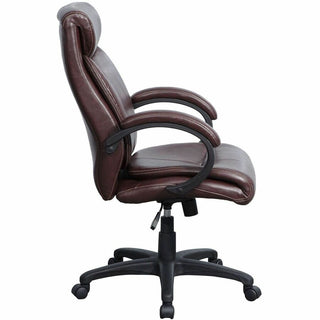 Lorell Executive High-Back Office Chair - Brown Bonded Leather Seat - Brown Bonded Leather Back - High Back - 1 Each