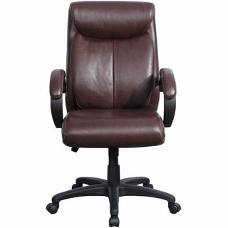 Lorell Executive High-Back Office Chair - Brown Bonded Leather Seat - Brown Bonded Leather Back - High Back - 1 Each