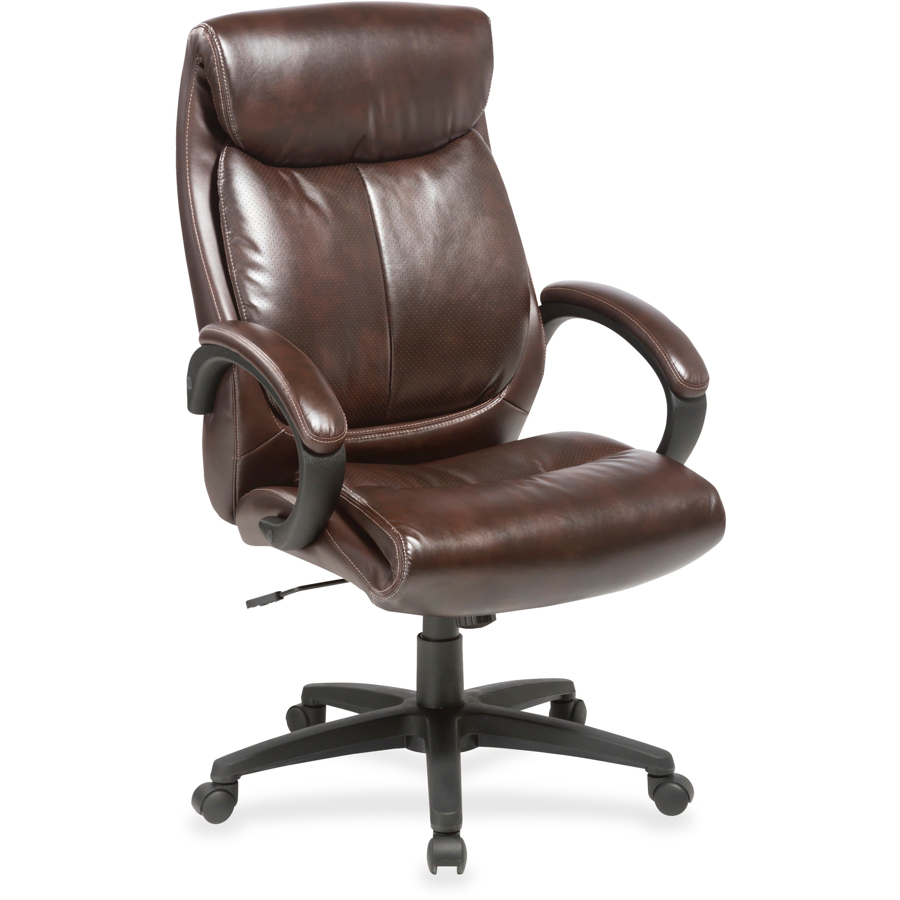 lorell-executive-high-back-office-chair-brown-bonded-leather-seat-brown-bonded-leather-back-high-back-1-each_llr59498 - 1