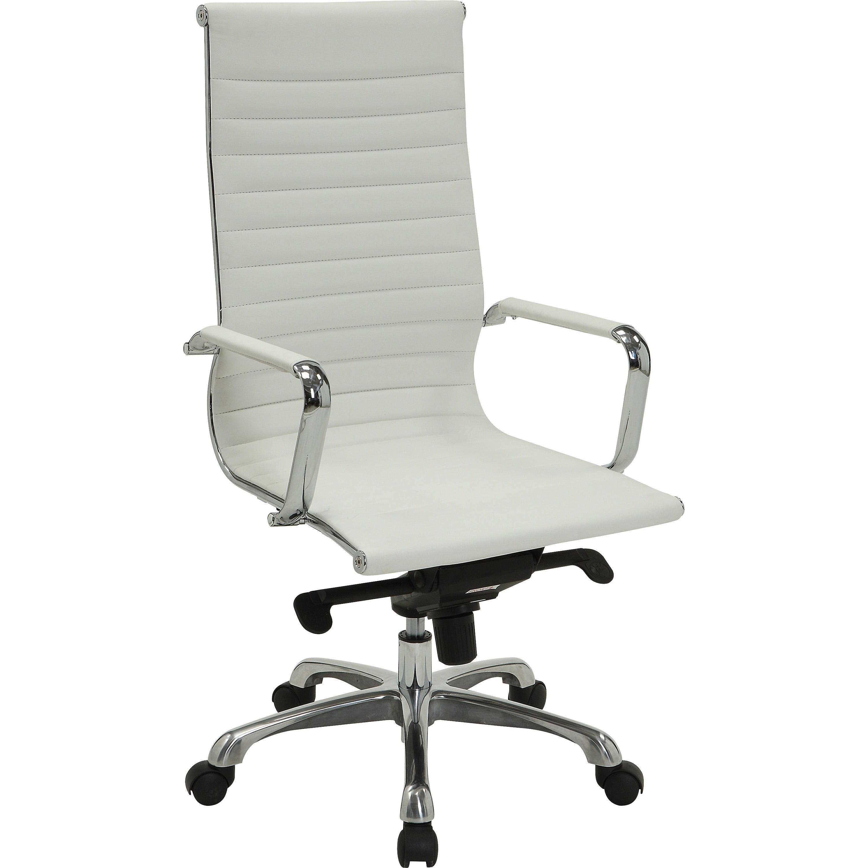 lorell-modern-executive-high-back-office-chair-bonded-leather-seat-bonded-leather-back-high-back-5-star-base-white-leather-1-each_llr59502 - 1