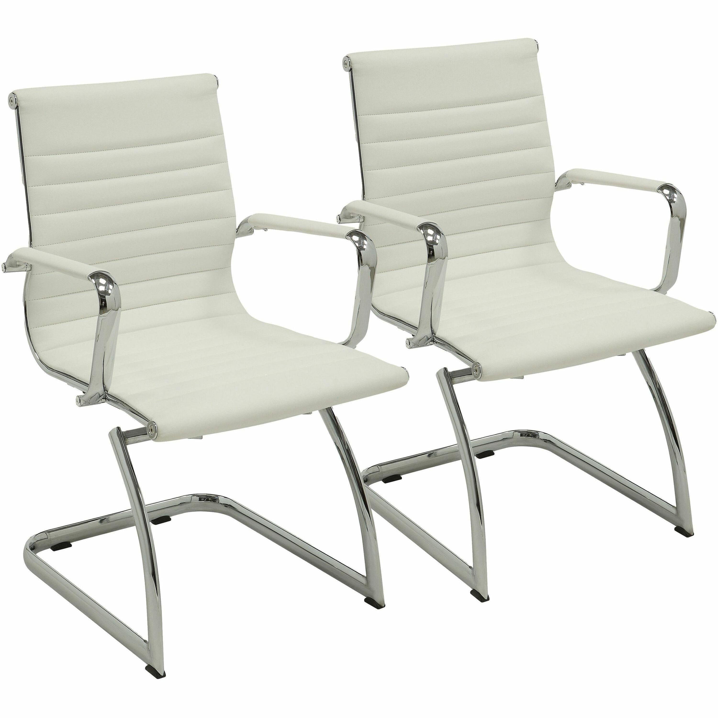lorell-modern-guest-chairs-bonded-leather-seat-bonded-leather-back-mid-back-cantilever-base-white-leather-2-carton_llr59504 - 1