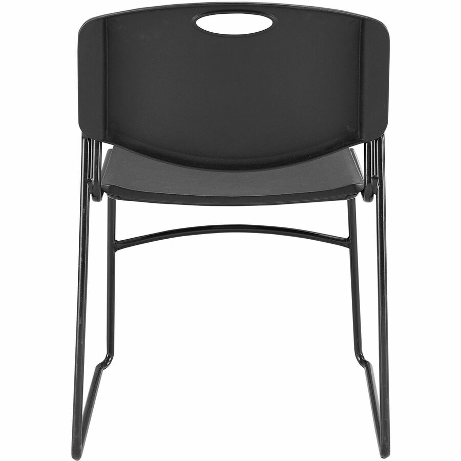 Lorell Heavy-duty Standard-height Stack Chairs - Plastic Seat - Plastic Back - Steel Frame - Black - 4 / Carton