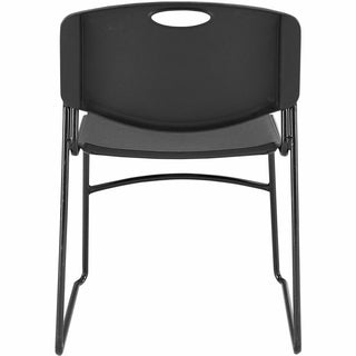 Lorell Heavy-duty Standard-height Stack Chairs - Plastic Seat - Plastic Back - Steel Frame - Black - 4 / Carton