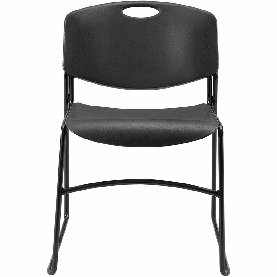 Lorell Heavy-duty Standard-height Stack Chairs - Plastic Seat - Plastic Back - Steel Frame - Black - 4 / Carton