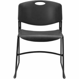 Lorell Heavy-duty Standard-height Stack Chairs - Plastic Seat - Plastic Back - Steel Frame - Black - 4 / Carton