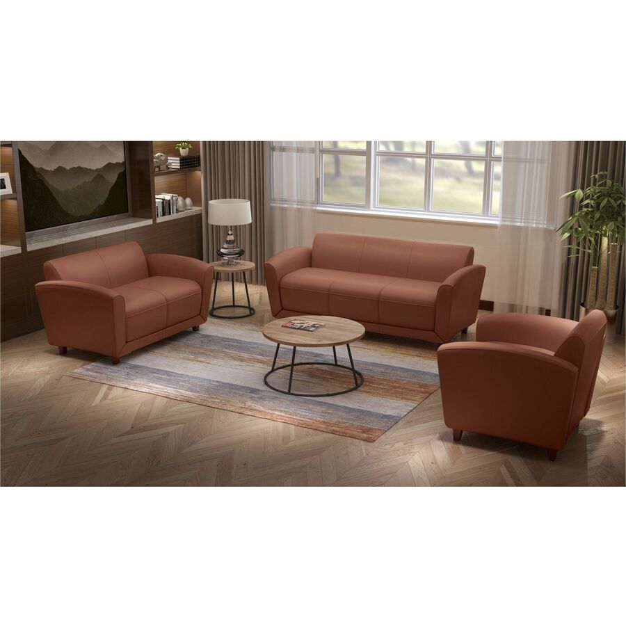 Lorell Accession Club Chair - Four-legged Base - Tan - Bonded Leather - Armrest - 1 Each