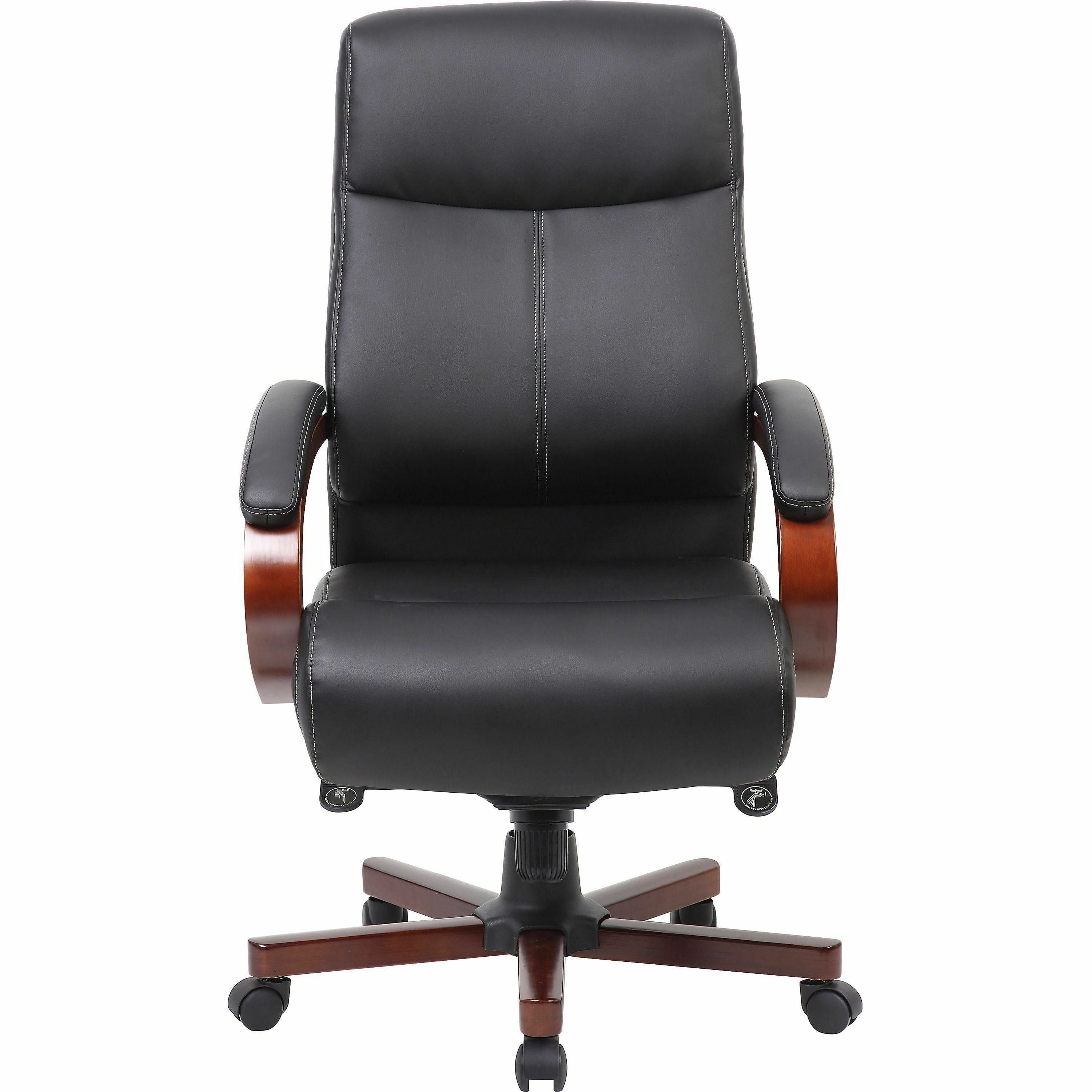 lorell-executive-high-back-wood-finish-office-chair-black-leather-seat-black-leather-back-high-back-1-each_llr69531 - 2