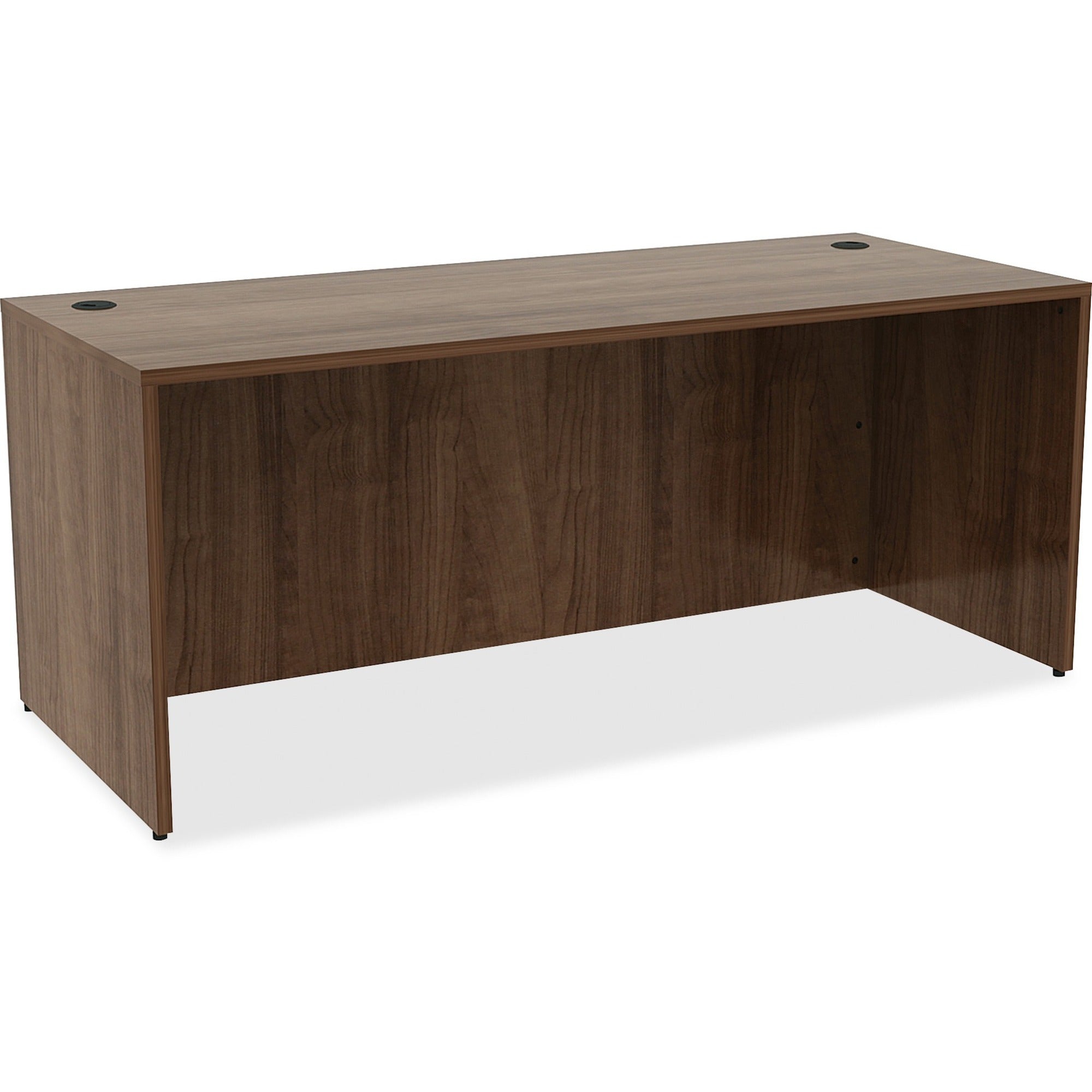 Lorell Essentials Series Rectangular Desk Shell - 72" x 30"29.5" Desk, 0.1" Edge - Material: Metal - Finish: Walnut Laminate - 1