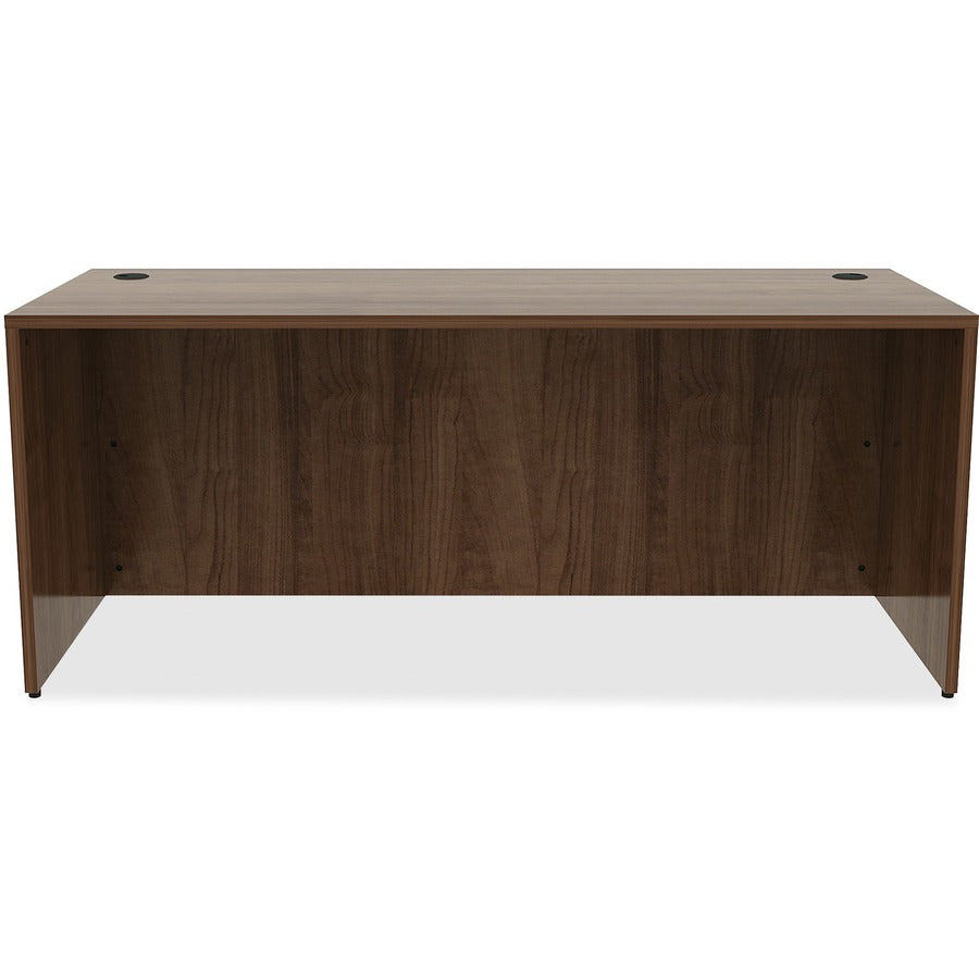 Lorell Essentials Series Rectangular Desk Shell - 72" x 30"29.5" Desk, 0.1" Edge - Material: Metal - Finish: Walnut Laminate