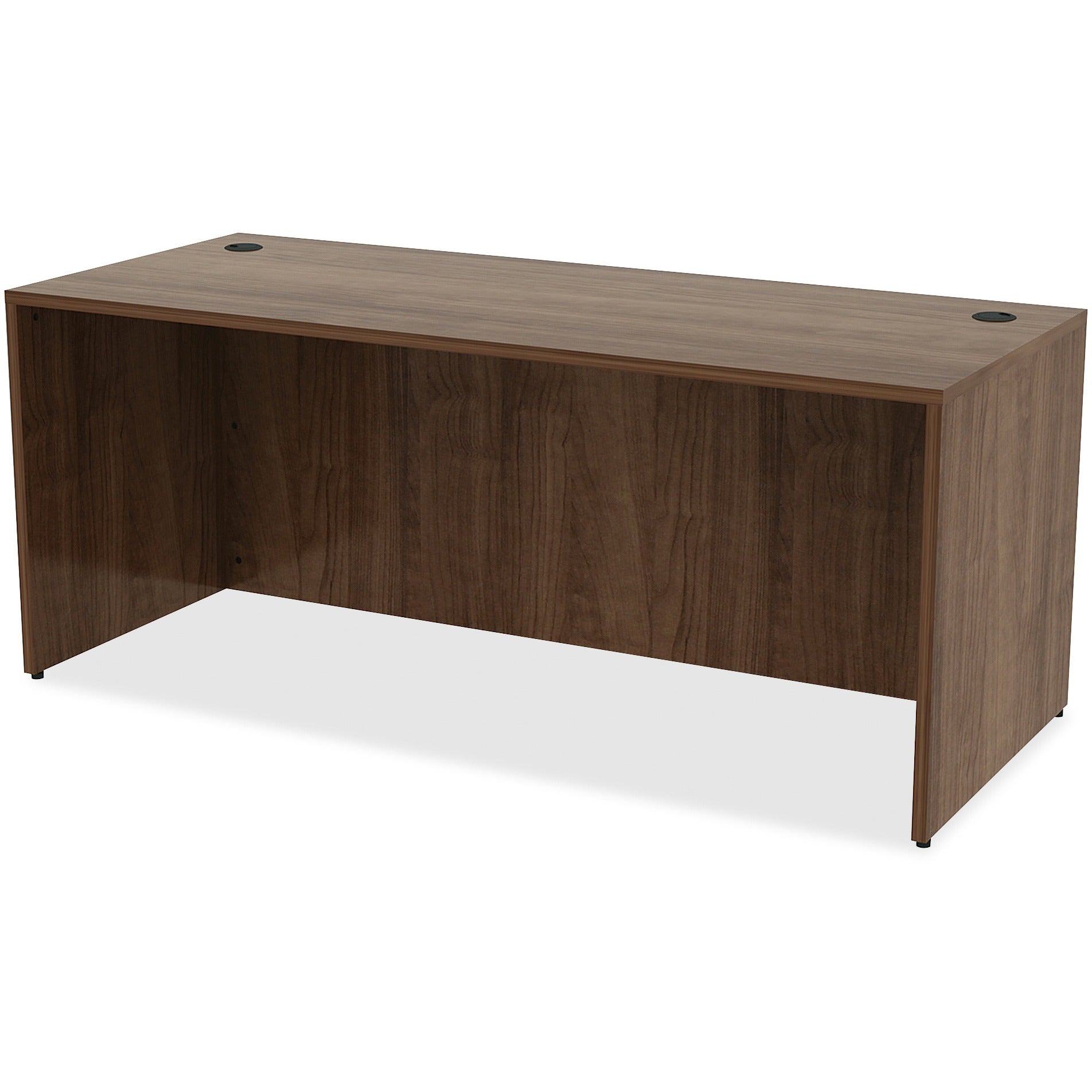 Lorell Essentials Series Rectangular Desk Shell - 72" x 30"29.5" Desk, 0.1" Edge - Material: Metal - Finish: Walnut Laminate - 3
