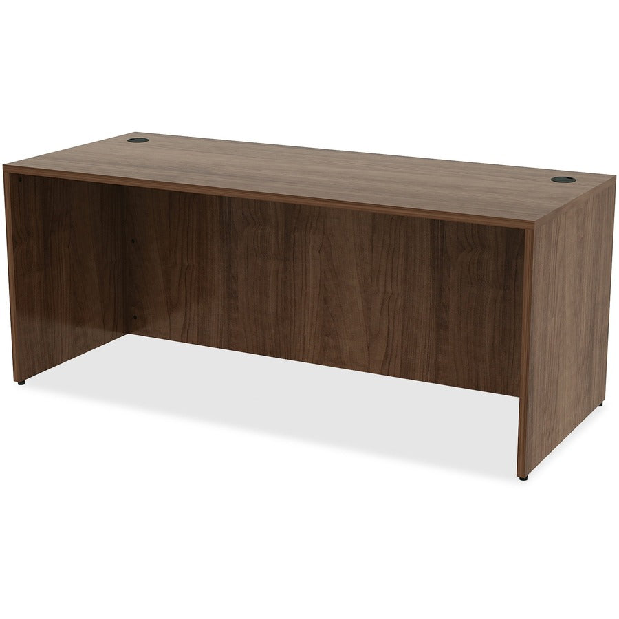 Lorell Essentials Series Rectangular Desk Shell - 72" x 30"29.5" Desk, 0.1" Edge - Material: Metal - Finish: Walnut Laminate