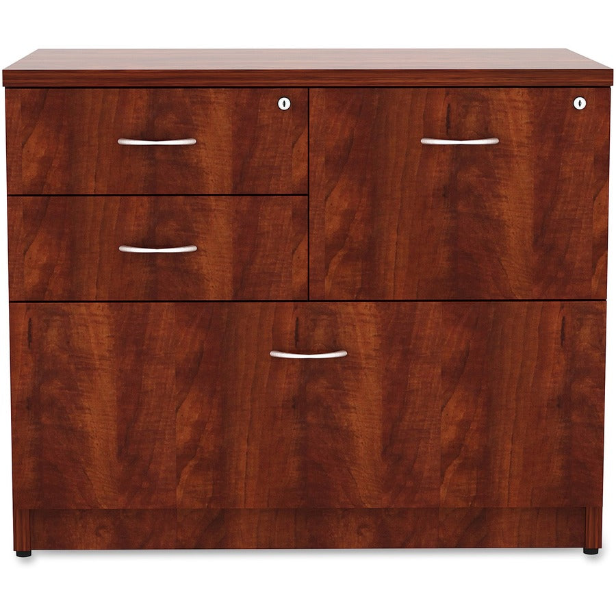 Lorell Essentials Series Box/Box/File Lateral File - 1" Side Panel, 0.1" Edge, 35.5" x 22"29.5" Lateral File - 4 x Box, File Drawer(s) - Cherry Laminate Table Top - Versatile, Ball Bearing Glide, Drawer Extension, Security Lock, Durable, Adjustable L