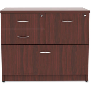 Lorell Essentials Series Box/Box/File Lateral File - 1" Side Panel, 0.1" Edge, 35.5" x 22"29.5" Lateral File - 4 x Box, File Drawer(s) - Mahogany Laminate Table Top - Versatile, Ball Bearing Glide, Drawer Extension, Security Lock, Durable, Adjustable