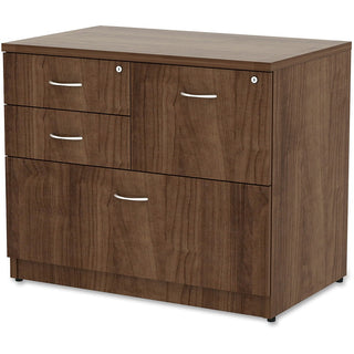 Lorell Essentials Series Box/Box/File Lateral File - 1" Side Panel, 0.1" Edge, 35.5" x 22"29.5" Lateral File - 4 x Box, File Drawer(s) - Walnut Laminate Table Top - Versatile, Ball Bearing Glide, Drawer Extension, Security Lock, Durable, Adjustable L