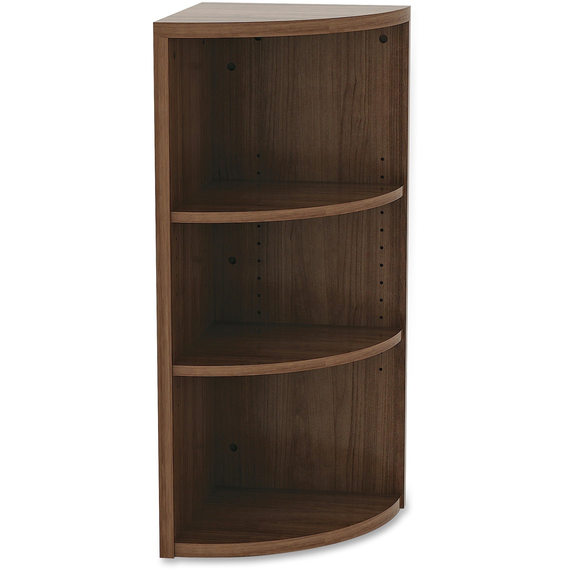 Lorell Essentials Series Hutch End Corner Bookcase - 36" Height x 14.8" Width37.8" Length%Floor - Walnut - Laminate, Polyvinyl Chloride (PVC) - 1 Each - 1
