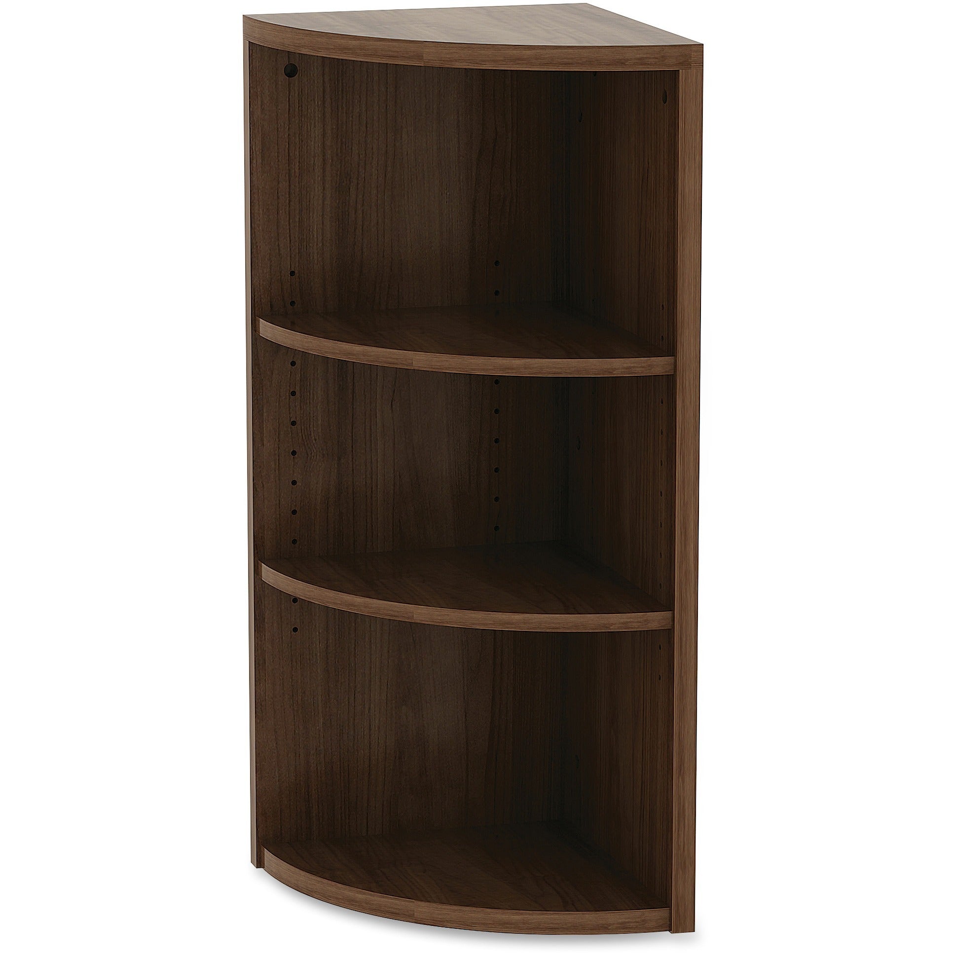 Lorell Essentials Series Hutch End Corner Bookcase - 36" Height x 14.8" Width37.8" Length%Floor - Walnut - Laminate, Polyvinyl Chloride (PVC) - 1 Each - 3