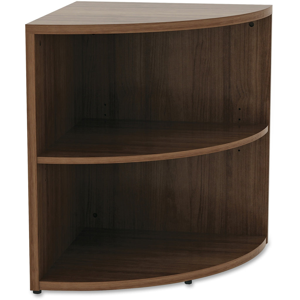 Lorell Essentials Series Desk End Corner Bookcase - 23.6" Height x 29.5" Width30.7" Length%Floor - Walnut - Laminate, Polyvinyl Chloride (PVC) - 1 Each - 1