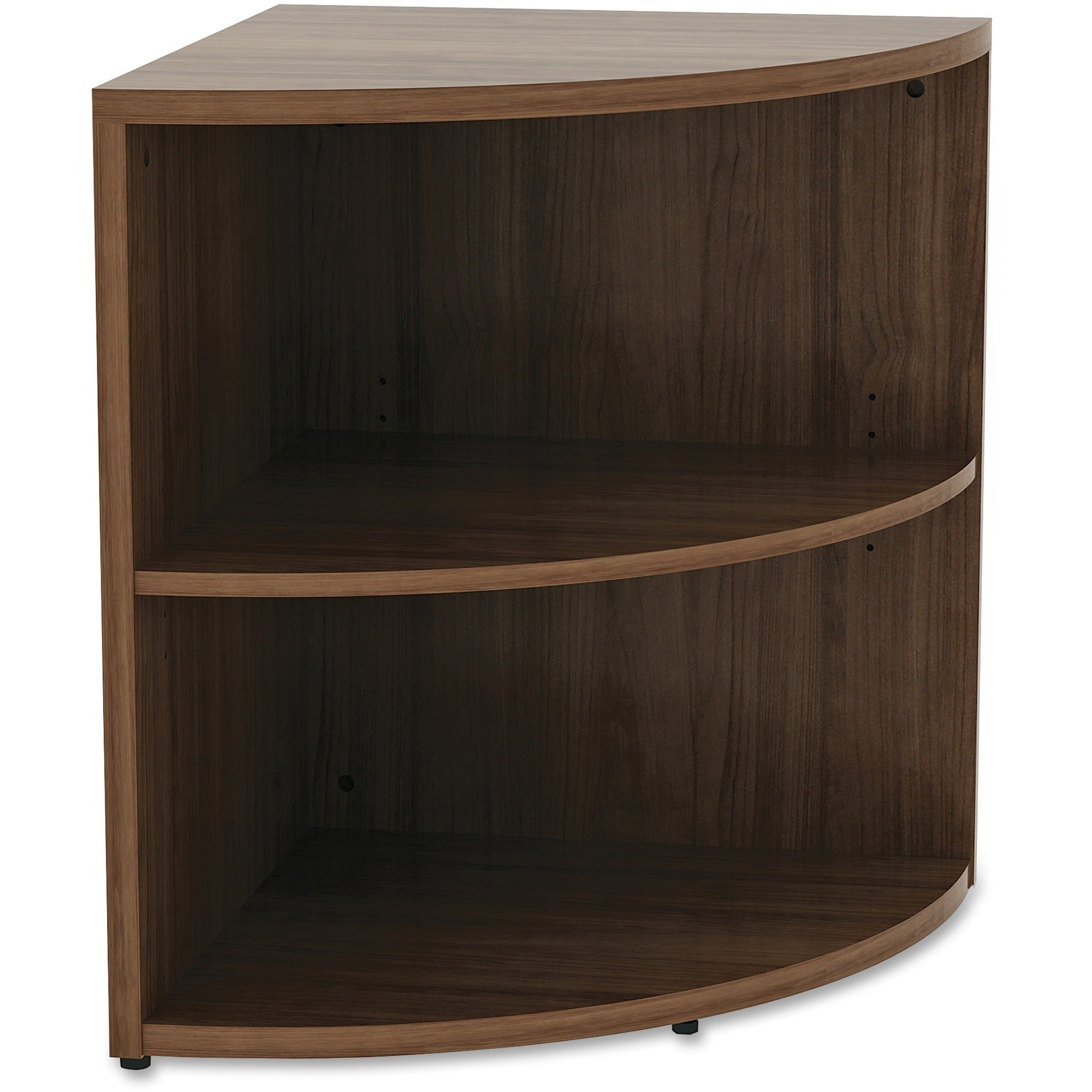 Lorell Essentials Series Desk End Corner Bookcase - 23.6" Height x 29.5" Width30.7" Length%Floor - Walnut - Laminate, Polyvinyl Chloride (PVC) - 1 Each - 1